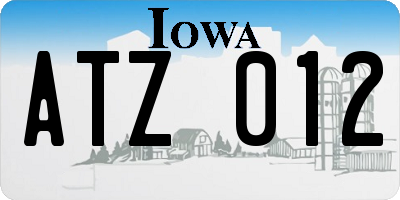 IA license plate ATZ012
