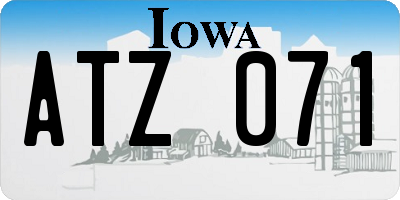 IA license plate ATZ071