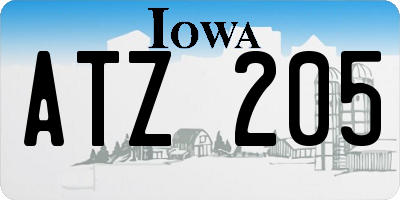 IA license plate ATZ205