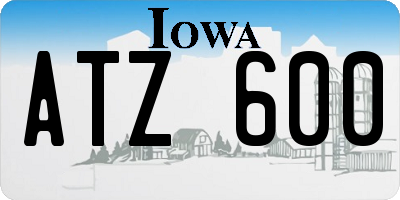IA license plate ATZ600