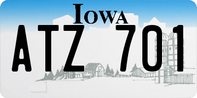 IA license plate ATZ701