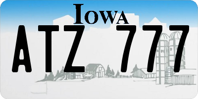 IA license plate ATZ777