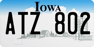 IA license plate ATZ802