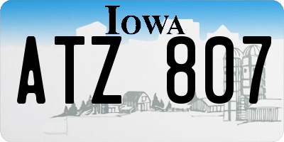 IA license plate ATZ807