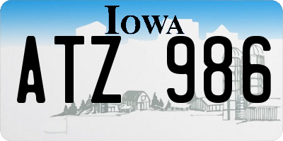 IA license plate ATZ986