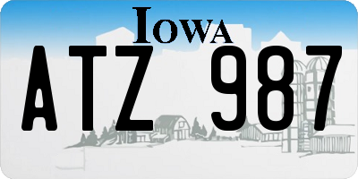 IA license plate ATZ987