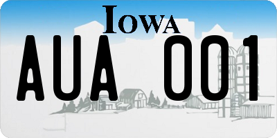 IA license plate AUA001