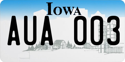 IA license plate AUA003