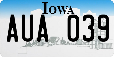 IA license plate AUA039