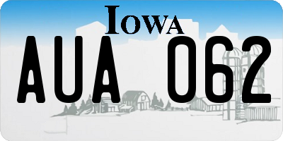 IA license plate AUA062