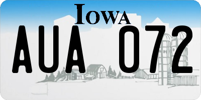 IA license plate AUA072