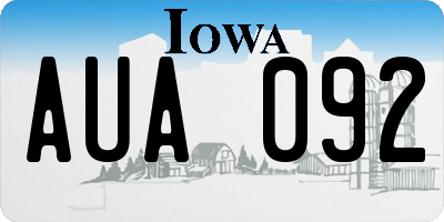 IA license plate AUA092