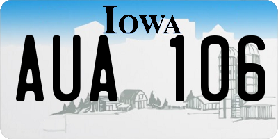 IA license plate AUA106