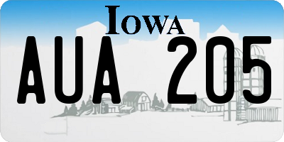 IA license plate AUA205