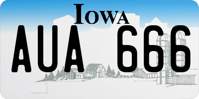 IA license plate AUA666
