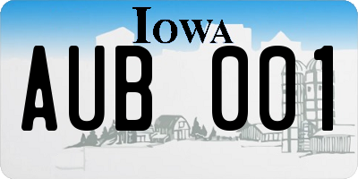 IA license plate AUB001