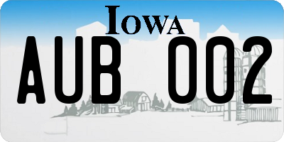 IA license plate AUB002