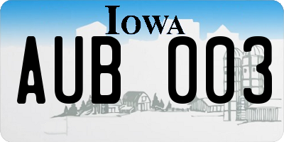 IA license plate AUB003
