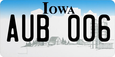 IA license plate AUB006