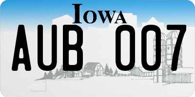 IA license plate AUB007