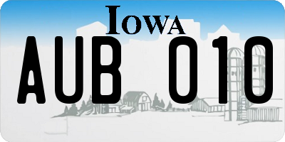 IA license plate AUB010