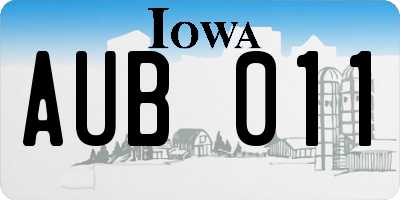 IA license plate AUB011