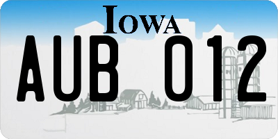 IA license plate AUB012