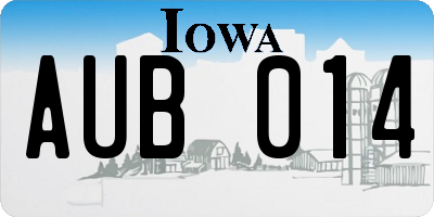 IA license plate AUB014