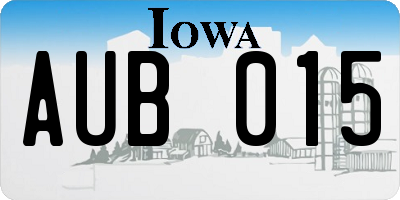IA license plate AUB015