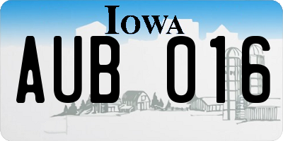 IA license plate AUB016