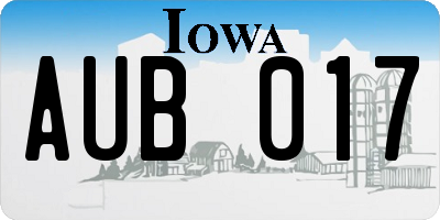 IA license plate AUB017