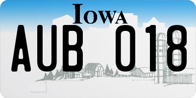 IA license plate AUB018