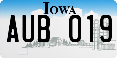IA license plate AUB019