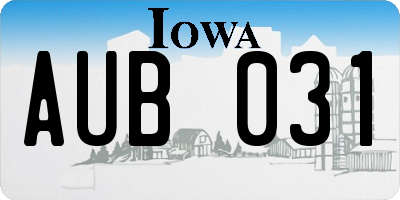 IA license plate AUB031