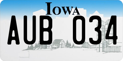 IA license plate AUB034