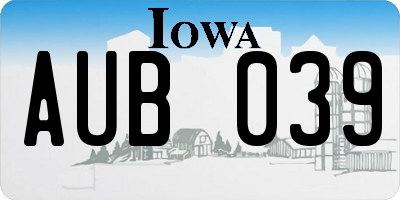 IA license plate AUB039