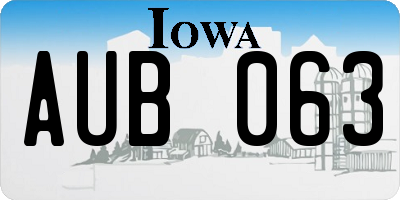 IA license plate AUB063