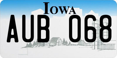 IA license plate AUB068