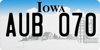 IA license plate AUB070