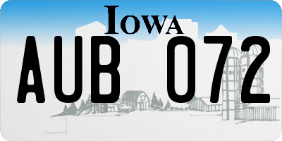 IA license plate AUB072