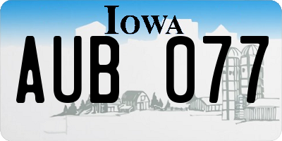 IA license plate AUB077