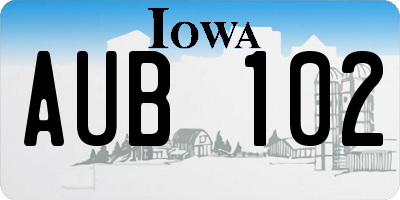 IA license plate AUB102