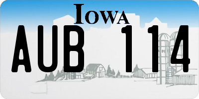 IA license plate AUB114