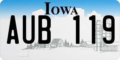 IA license plate AUB119