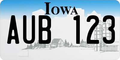 IA license plate AUB123