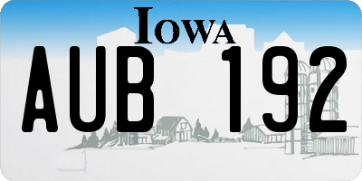 IA license plate AUB192