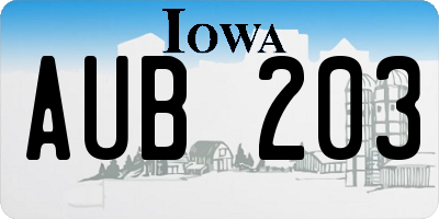 IA license plate AUB203