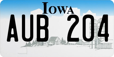 IA license plate AUB204