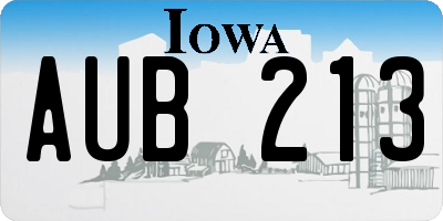 IA license plate AUB213
