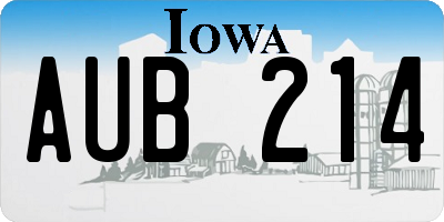 IA license plate AUB214